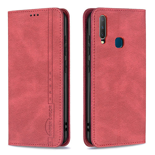 Leather Case Stands Flip Cover Holder B15F for Vivo Y17 Red