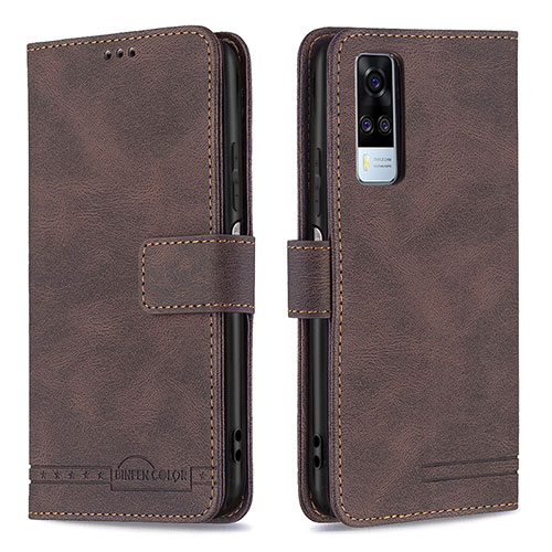 Leather Case Stands Flip Cover Holder B15F for Vivo Y31 (2021) Brown