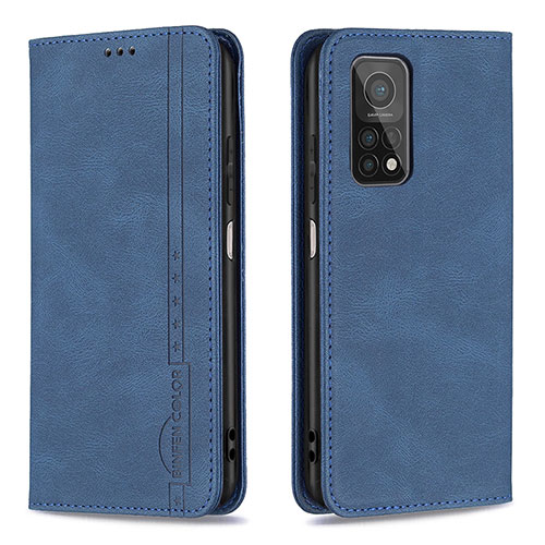 Leather Case Stands Flip Cover Holder B15F for Xiaomi Mi 10T Pro 5G Blue