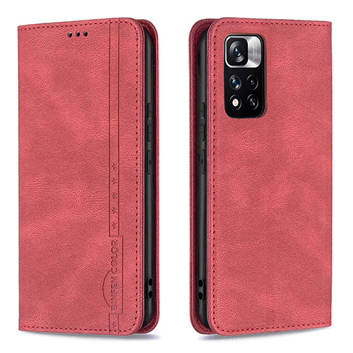 Leather Case Stands Flip Cover Holder B15F for Xiaomi Mi 11i 5G (2022) Red