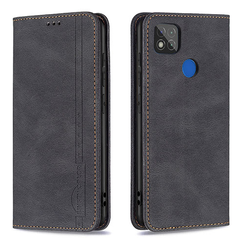 Leather Case Stands Flip Cover Holder B15F for Xiaomi POCO C3 Black