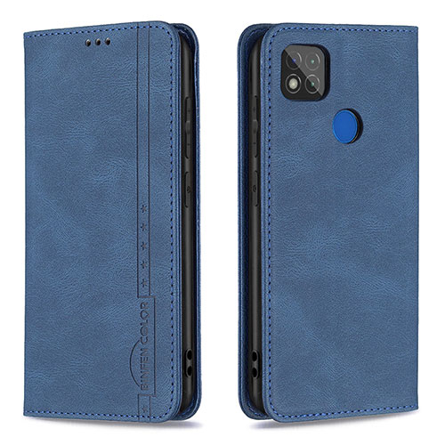 Leather Case Stands Flip Cover Holder B15F for Xiaomi POCO C3 Blue