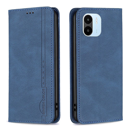 Leather Case Stands Flip Cover Holder B15F for Xiaomi Poco C51 Blue