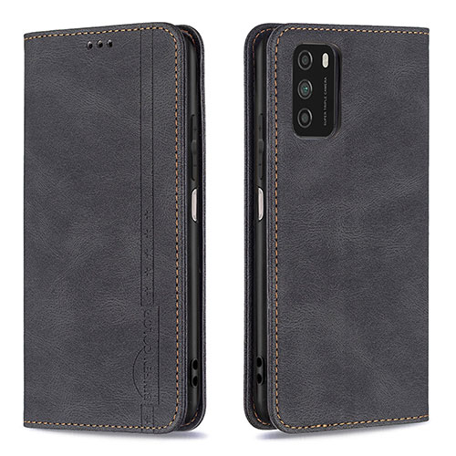 Leather Case Stands Flip Cover Holder B15F for Xiaomi Poco M3 Black