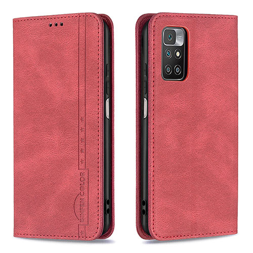 Leather Case Stands Flip Cover Holder B15F for Xiaomi Redmi 10 (2022) Red