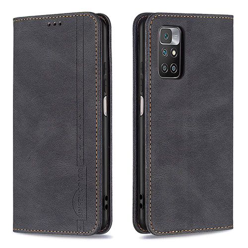 Leather Case Stands Flip Cover Holder B15F for Xiaomi Redmi 10 4G Black