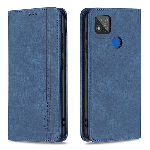 Leather Case Stands Flip Cover Holder B15F for Xiaomi Redmi 9 Activ Blue