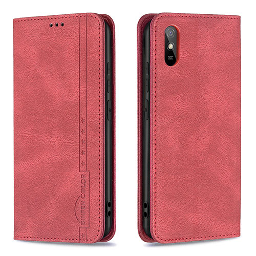 Leather Case Stands Flip Cover Holder B15F for Xiaomi Redmi 9i Red