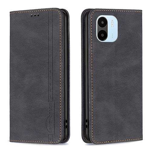 Leather Case Stands Flip Cover Holder B15F for Xiaomi Redmi A2 Black