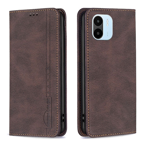 Leather Case Stands Flip Cover Holder B15F for Xiaomi Redmi A2 Brown