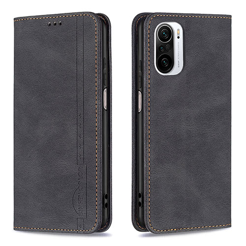 Leather Case Stands Flip Cover Holder B15F for Xiaomi Redmi K40 Pro 5G Black