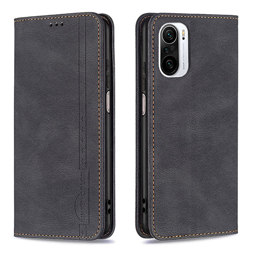 Leather Case Stands Flip Cover Holder B15F for Xiaomi Redmi K40 Pro+ Plus 5G Black