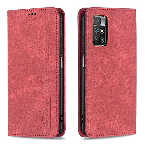 Leather Case Stands Flip Cover Holder B15F for Xiaomi Redmi Note 11 4G (2021) Red