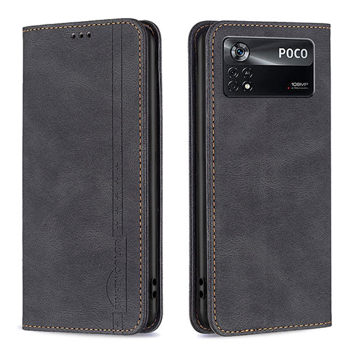 Leather Case Stands Flip Cover Holder B15F for Xiaomi Redmi Note 11E Pro 5G Black