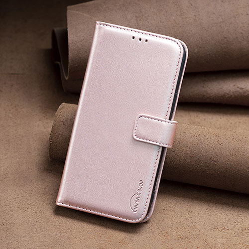 Leather Case Stands Flip Cover Holder B16F for Google Pixel 7a 5G Rose Gold