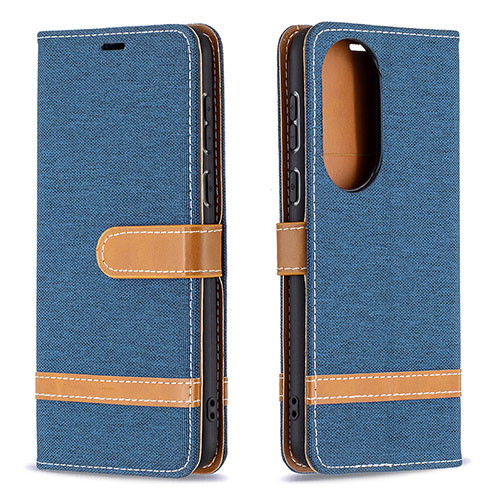 Leather Case Stands Flip Cover Holder B16F for Huawei P50 Blue