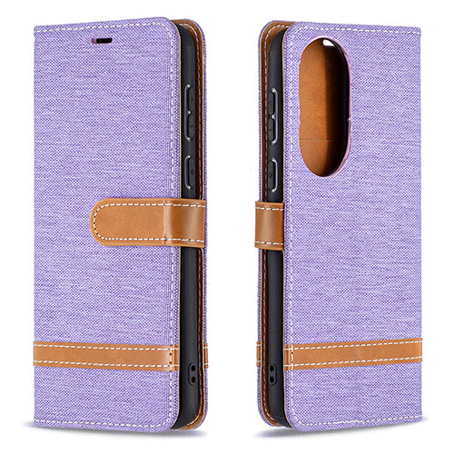 Leather Case Stands Flip Cover Holder B16F for Huawei P50 Clove Purple