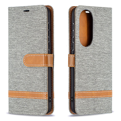 Leather Case Stands Flip Cover Holder B16F for Huawei P50 Gray