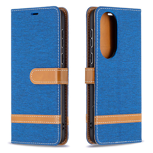 Leather Case Stands Flip Cover Holder B16F for Huawei P50 Pro Navy Blue