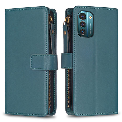 Leather Case Stands Flip Cover Holder B16F for Nokia G11 Green