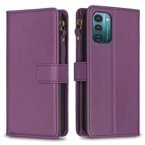 Leather Case Stands Flip Cover Holder B16F for Nokia G11 Purple