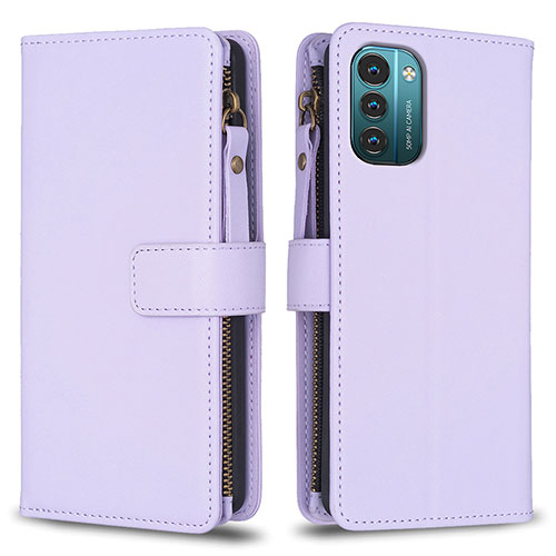 Leather Case Stands Flip Cover Holder B16F for Nokia G21 Clove Purple