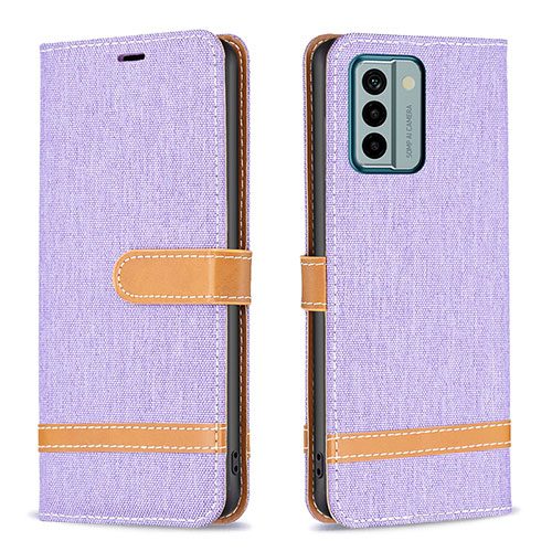 Leather Case Stands Flip Cover Holder B16F for Nokia G22 Clove Purple