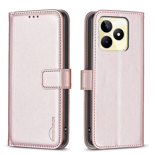 Leather Case Stands Flip Cover Holder B16F for Realme C51 Pink