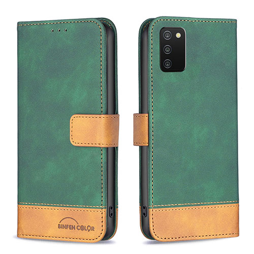 Leather Case Stands Flip Cover Holder B16F for Samsung Galaxy A03s Green