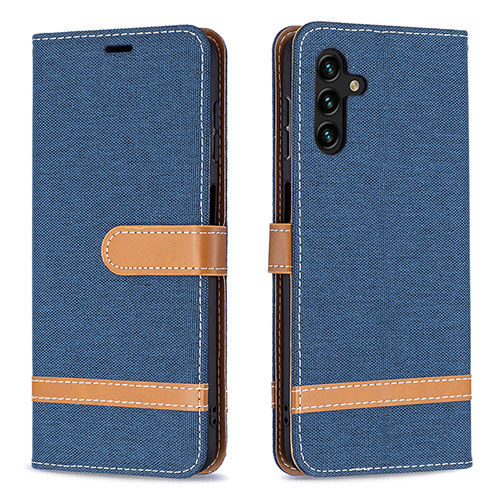 Leather Case Stands Flip Cover Holder B16F for Samsung Galaxy A04s Navy Blue