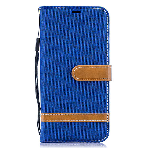 Leather Case Stands Flip Cover Holder B16F for Samsung Galaxy A10 Blue