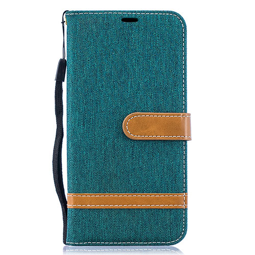 Leather Case Stands Flip Cover Holder B16F for Samsung Galaxy A10 Green