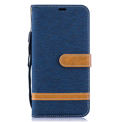 Leather Case Stands Flip Cover Holder B16F for Samsung Galaxy A10 Navy Blue