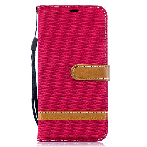 Leather Case Stands Flip Cover Holder B16F for Samsung Galaxy A10 Red