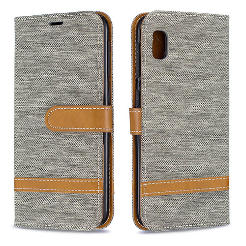 Leather Case Stands Flip Cover Holder B16F for Samsung Galaxy A10e Gray