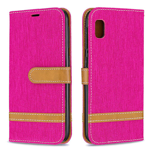 Leather Case Stands Flip Cover Holder B16F for Samsung Galaxy A10e Hot Pink