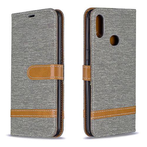 Leather Case Stands Flip Cover Holder B16F for Samsung Galaxy A10s Gray