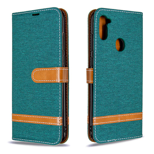 Leather Case Stands Flip Cover Holder B16F for Samsung Galaxy A11 Green