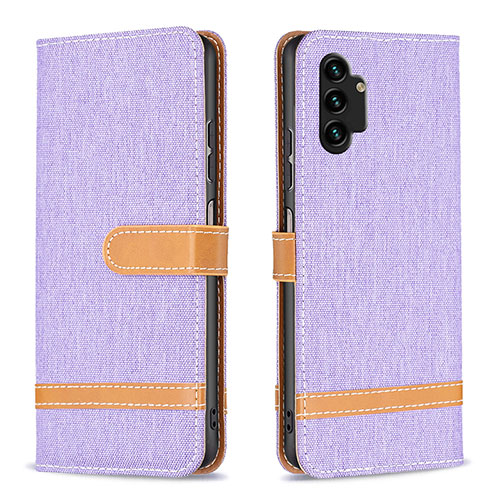 Leather Case Stands Flip Cover Holder B16F for Samsung Galaxy A13 4G Clove Purple