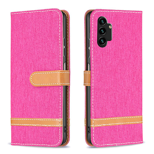 Leather Case Stands Flip Cover Holder B16F for Samsung Galaxy A13 4G Hot Pink