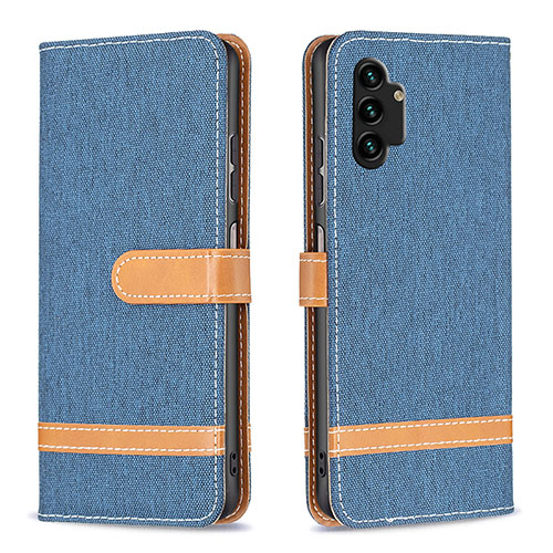 Leather Case Stands Flip Cover Holder B16F for Samsung Galaxy A13 4G Navy Blue