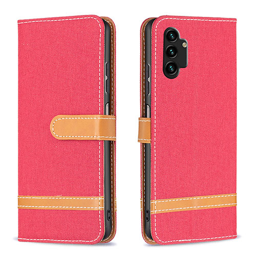 Leather Case Stands Flip Cover Holder B16F for Samsung Galaxy A13 4G Red