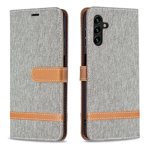 Leather Case Stands Flip Cover Holder B16F for Samsung Galaxy A13 5G Gray