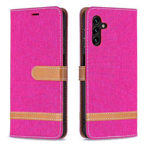 Leather Case Stands Flip Cover Holder B16F for Samsung Galaxy A13 5G Hot Pink