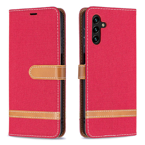Leather Case Stands Flip Cover Holder B16F for Samsung Galaxy A13 5G Red