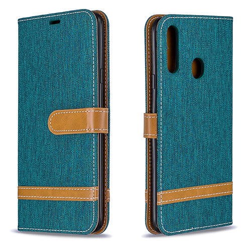 Leather Case Stands Flip Cover Holder B16F for Samsung Galaxy A20s Green