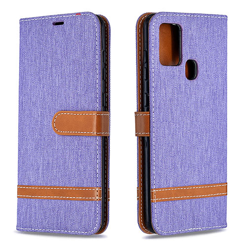 Leather Case Stands Flip Cover Holder B16F for Samsung Galaxy A21s Clove Purple