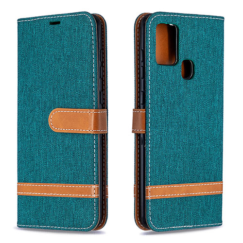 Leather Case Stands Flip Cover Holder B16F for Samsung Galaxy A21s Green