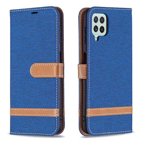 Leather Case Stands Flip Cover Holder B16F for Samsung Galaxy A22 4G Blue