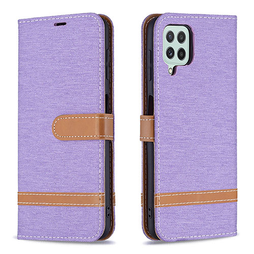 Leather Case Stands Flip Cover Holder B16F for Samsung Galaxy A22 4G Clove Purple